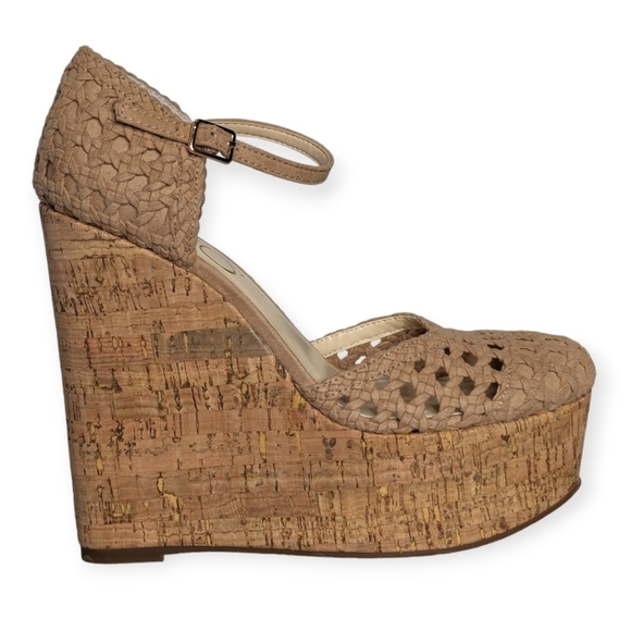 Jessica Simpson Marshela Ankle-Strap Platform Wedge Sandals Beige Size 5.5M/6M - Picture 5 of 12